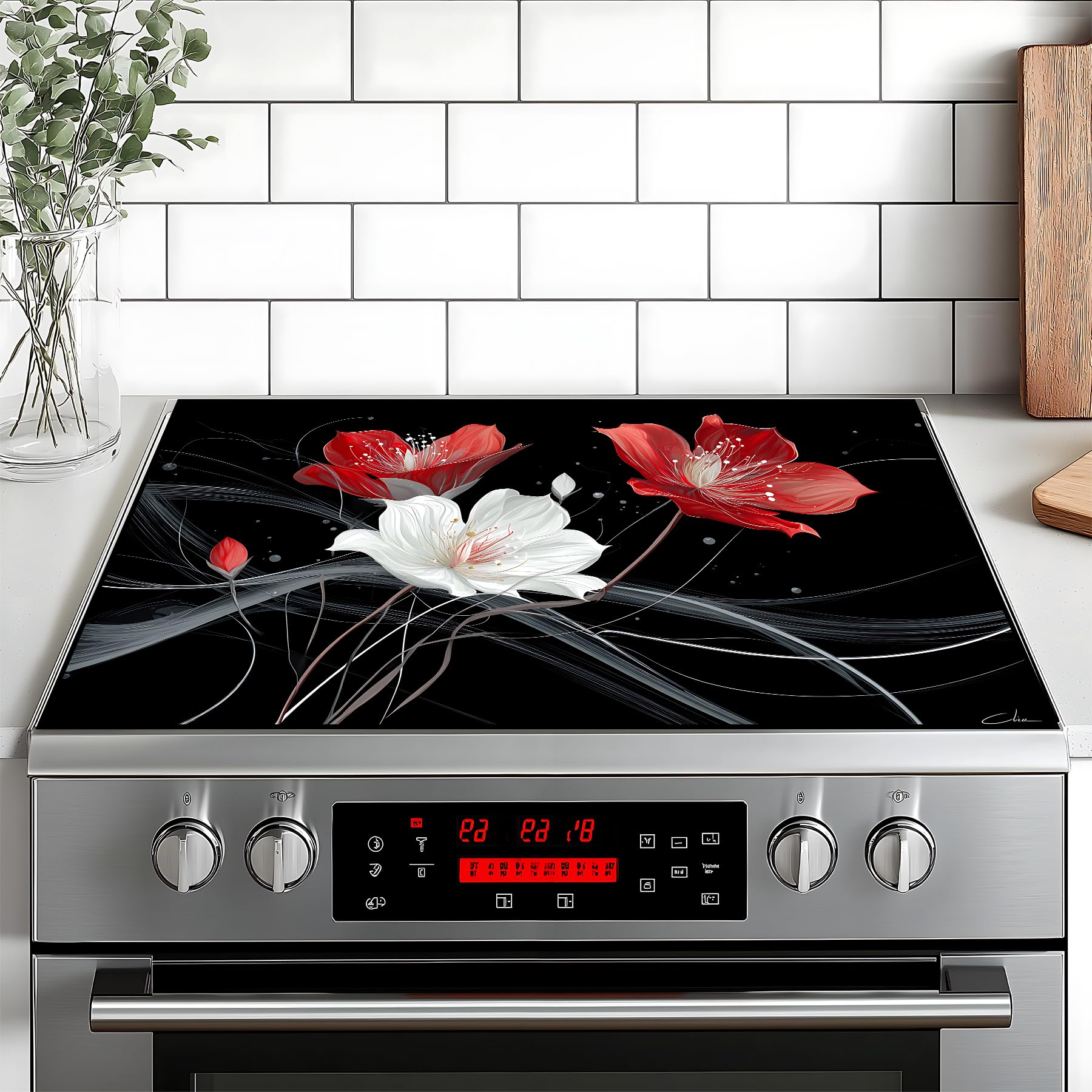 Stove Top Cover for Home Decoration Kitchen Pad Washable Cooktop Covers Countertop Stove Protector Mat for Home Kitchen Cooktops (safflower, 28"x20")