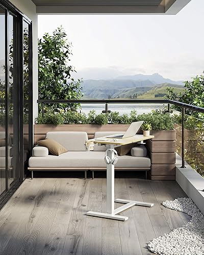 Miniatura 3 de YIHAYO Mesita de noche ajustable para colocar sobre la cama con ruedas, escritorio eléctrico de pie móvil de 24 x 16 pulgadas, escritorio para