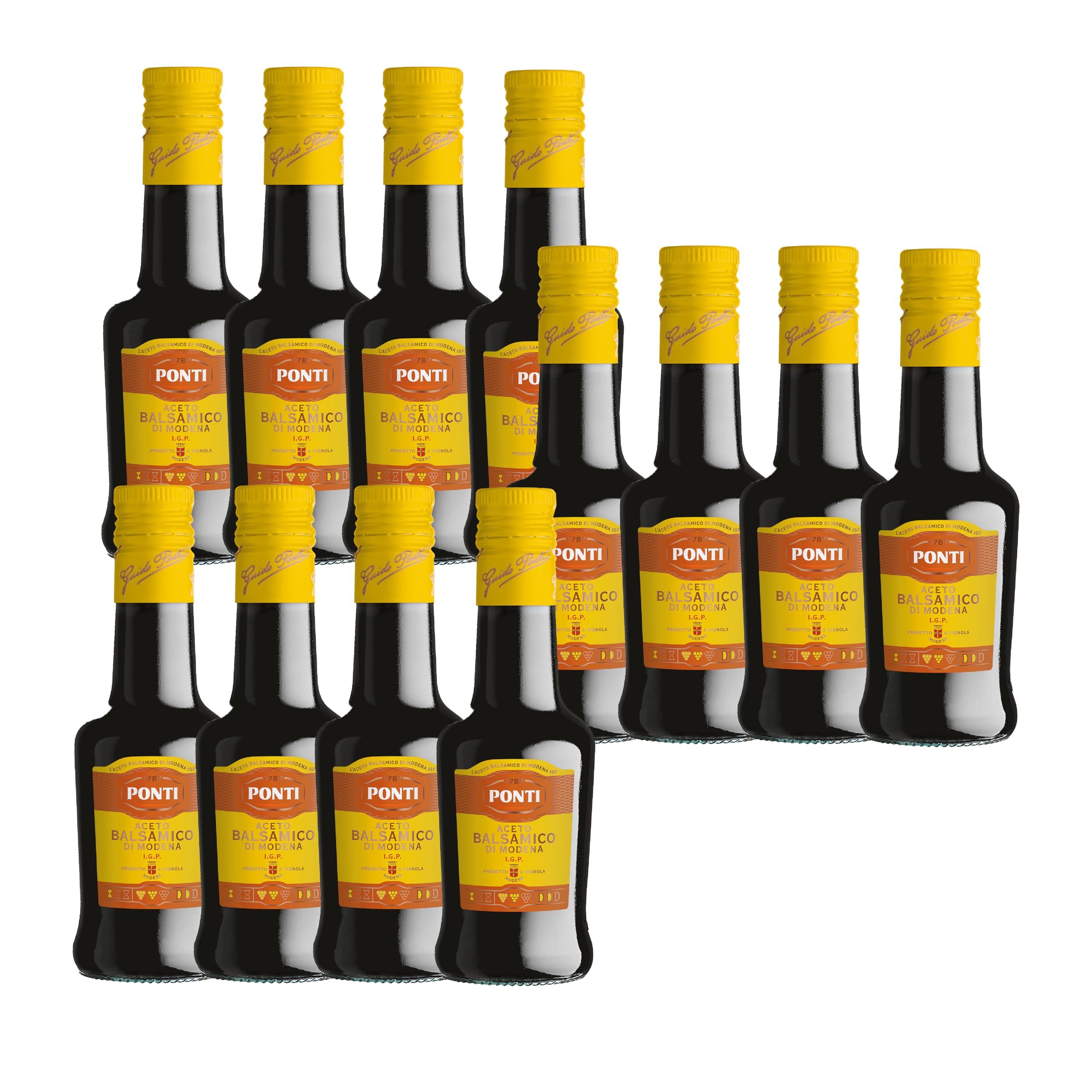 Ponti Aceto Balsamico Modena Etichetta Gialla, T12 - 12 Bottiglie
