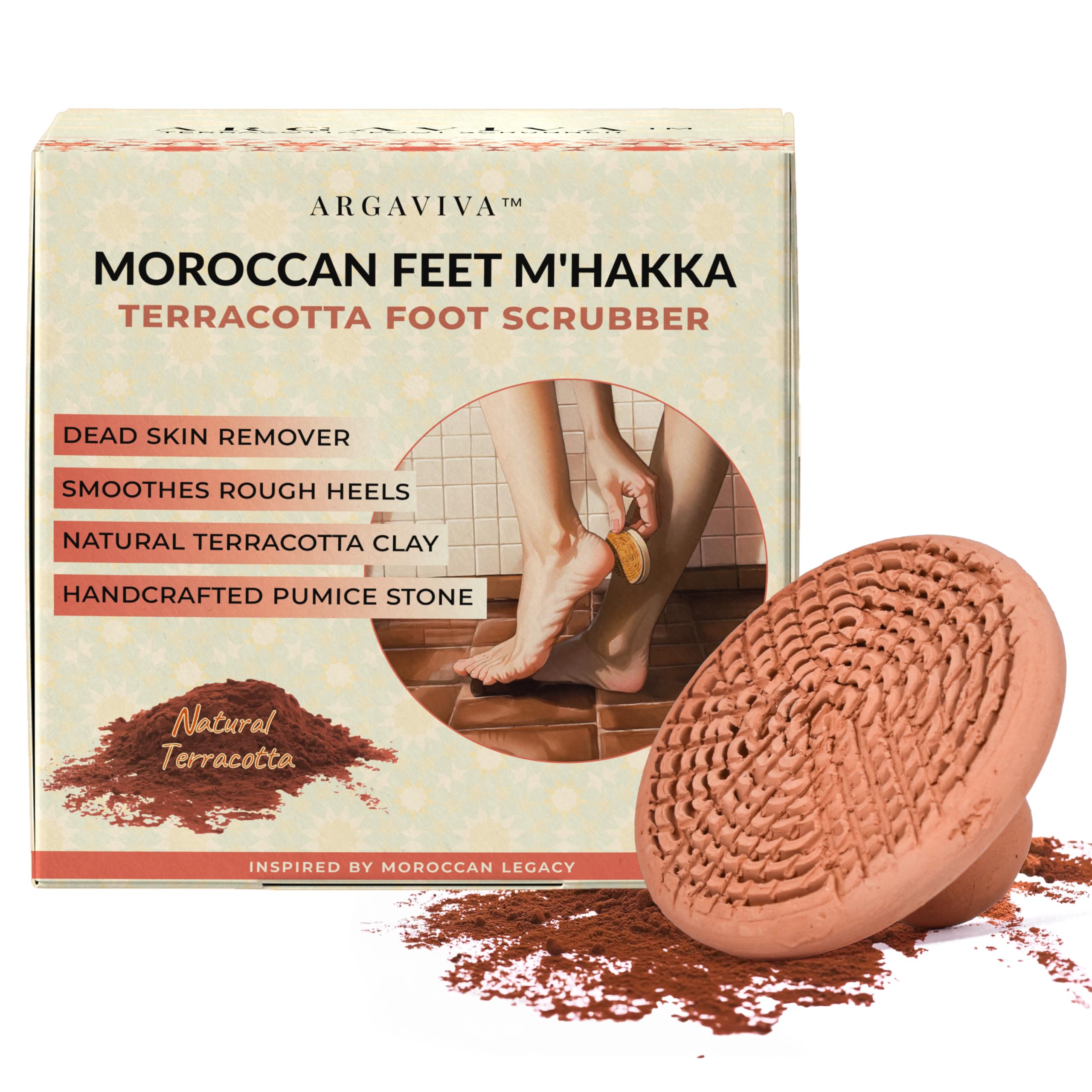 Natural Terracotta Pumice Stone for Feet – Handcrafted Foot Scrubber & Callus Remover with Gentle Exfoliation and Ergonomic Design for Smooth, Soft & Refreshed Feet – for a Spa-Like Pedicure