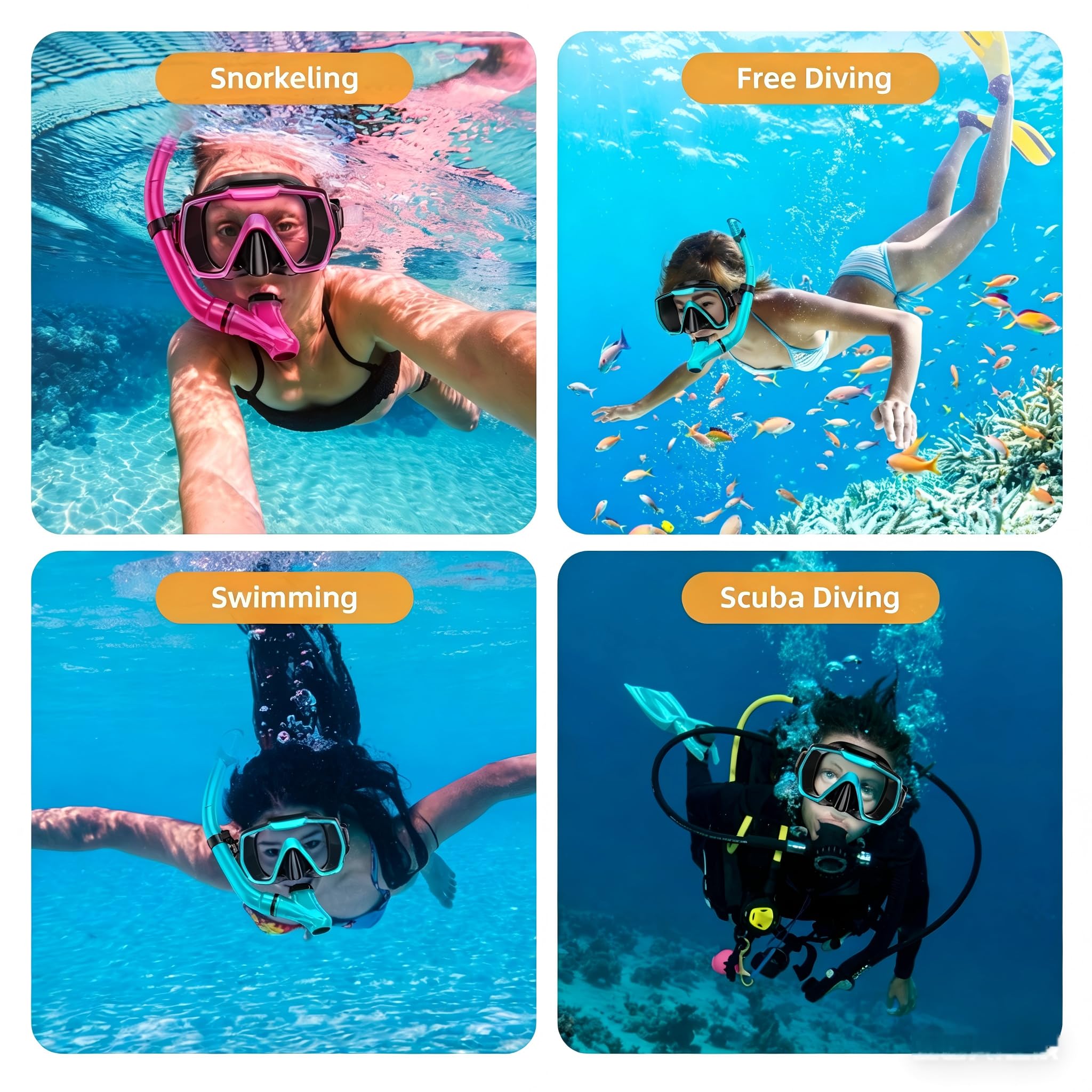 Zestaw płetw do snorkelingu dla dorosłych, sprzęt do nurkowania dla dorosłych z płetwami, zestawy do nurkowania z płetwami, sprzęt do nurkowania dla dorosłych z regulowanymi płetwami, maska do