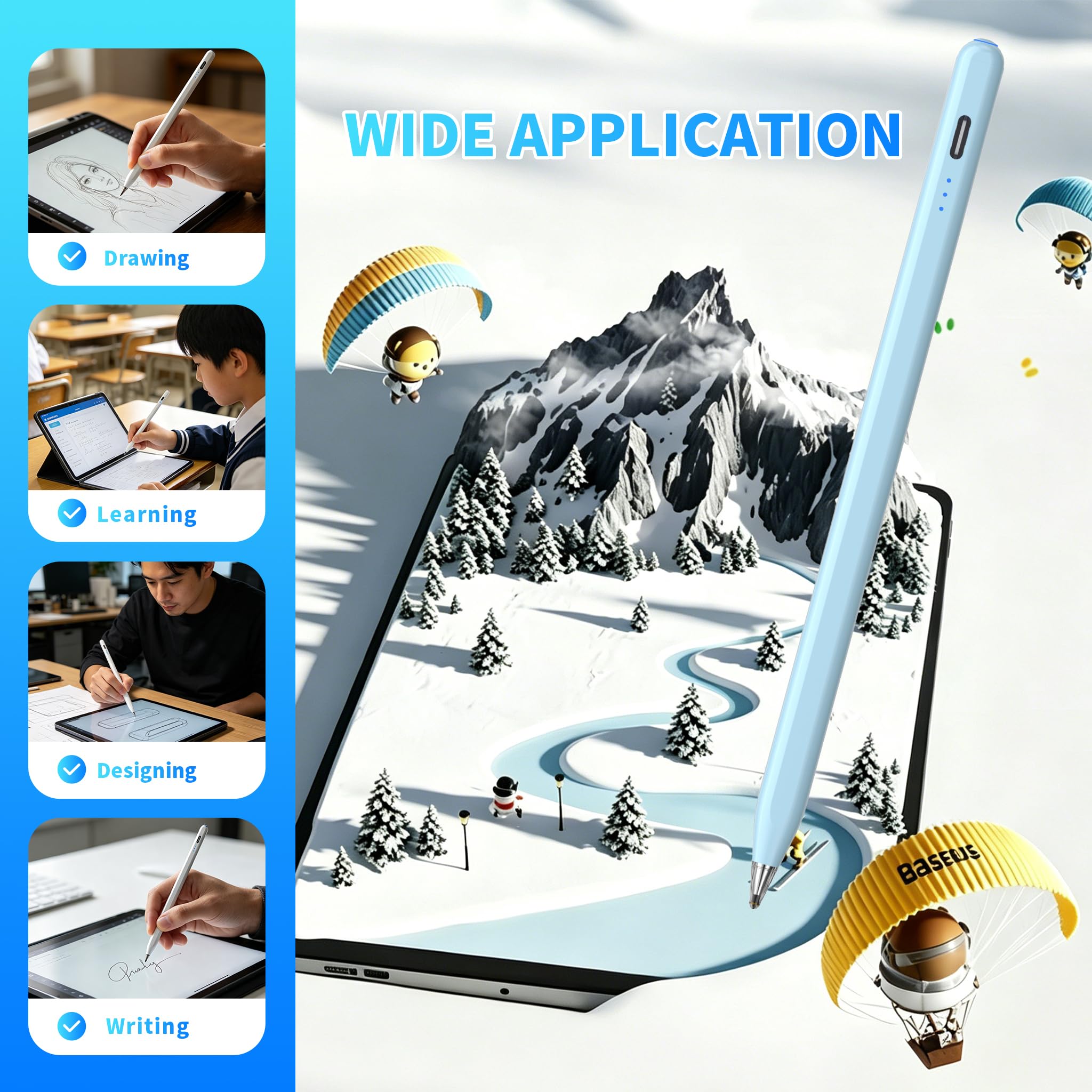 Galaxy Tab A11+ Stylus Pen für Samsung Table A11/A9+/A9 Zeichenstift für Android-Tablets, präziser Schreibstift, schnelles Aufladen, automatischer Schlafmodus, Taste an/aus (blau)