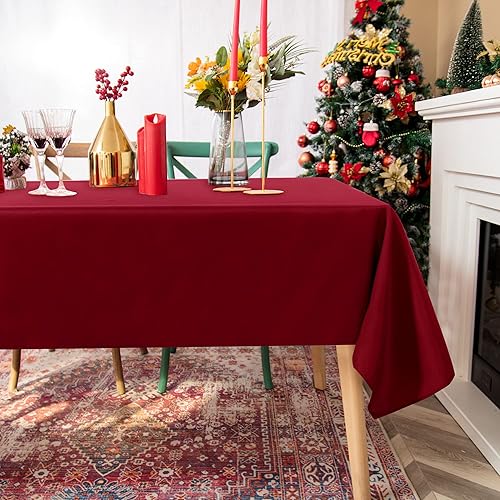 Miniatura 3 de Fitable Mantel rectangular de poliéster de 60 x 102 pulgadas, resistente a las manchas y a las arrugas, lavable, mantel de tela decorativa para mesa