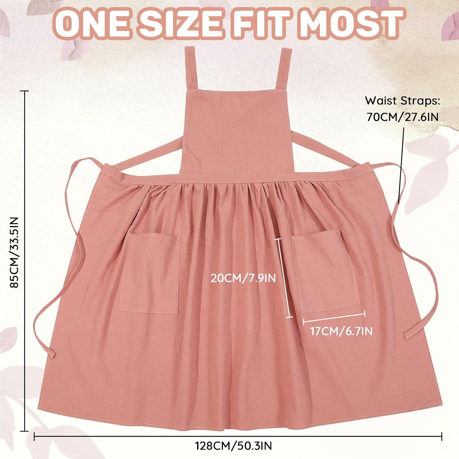 Fartuch do sukienki Pinafore dla kobiet dziewcząt vintage z falbanką bawełniany fartuch szefa kuchni z kieszeniami i długimi wiązaniami, uroczy fartuch kuchenny do gotowania ogrodnictwa pieczenia