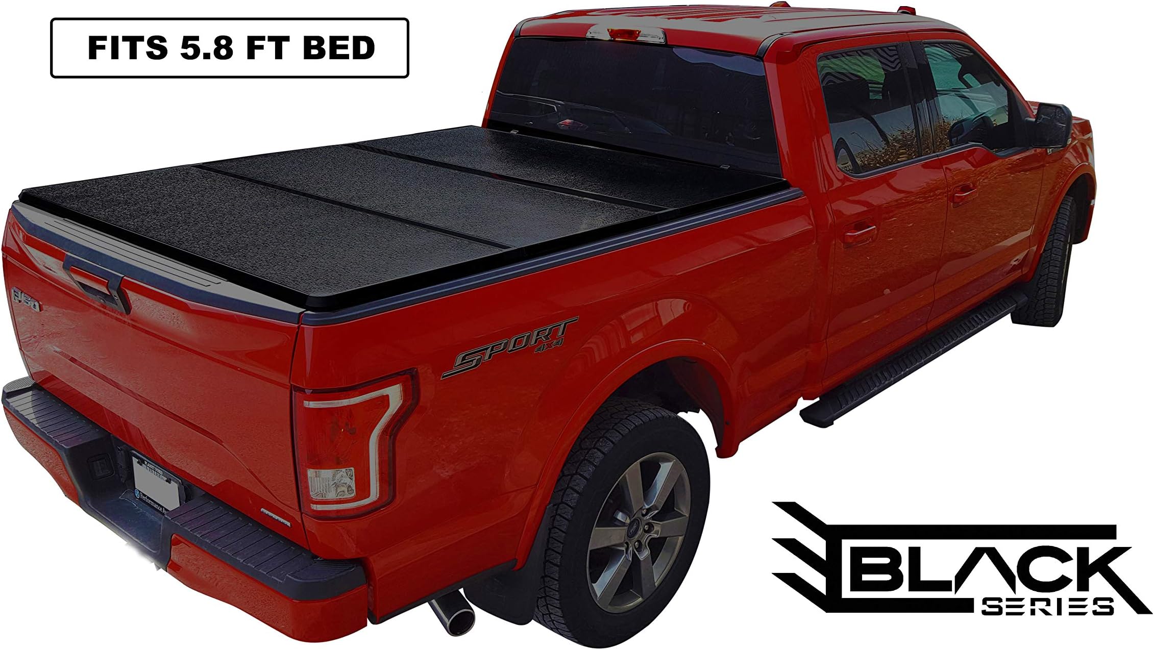 Black Series Hard Trifold Solid Tonneau Pickup Truck Box Cover Top-Mount (Fits 2004-2019 Chevy/GMC Silverado/Sierra LD LT 1500 5.8 Feet (69.3 Inches / 1.7 Metres) Short Box Size - Non-Stepside Model)