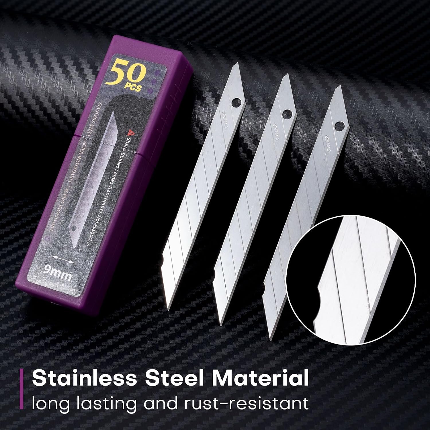 NEWISHTOOL 9mm Stainless Steel Blade, 30 Degree Snap Off Blades, 100 PCS Replacement Blades Spare Knife Refills for Utility Knife Box Cutter Office Home Art Craft Wallpaper Cutting Tool