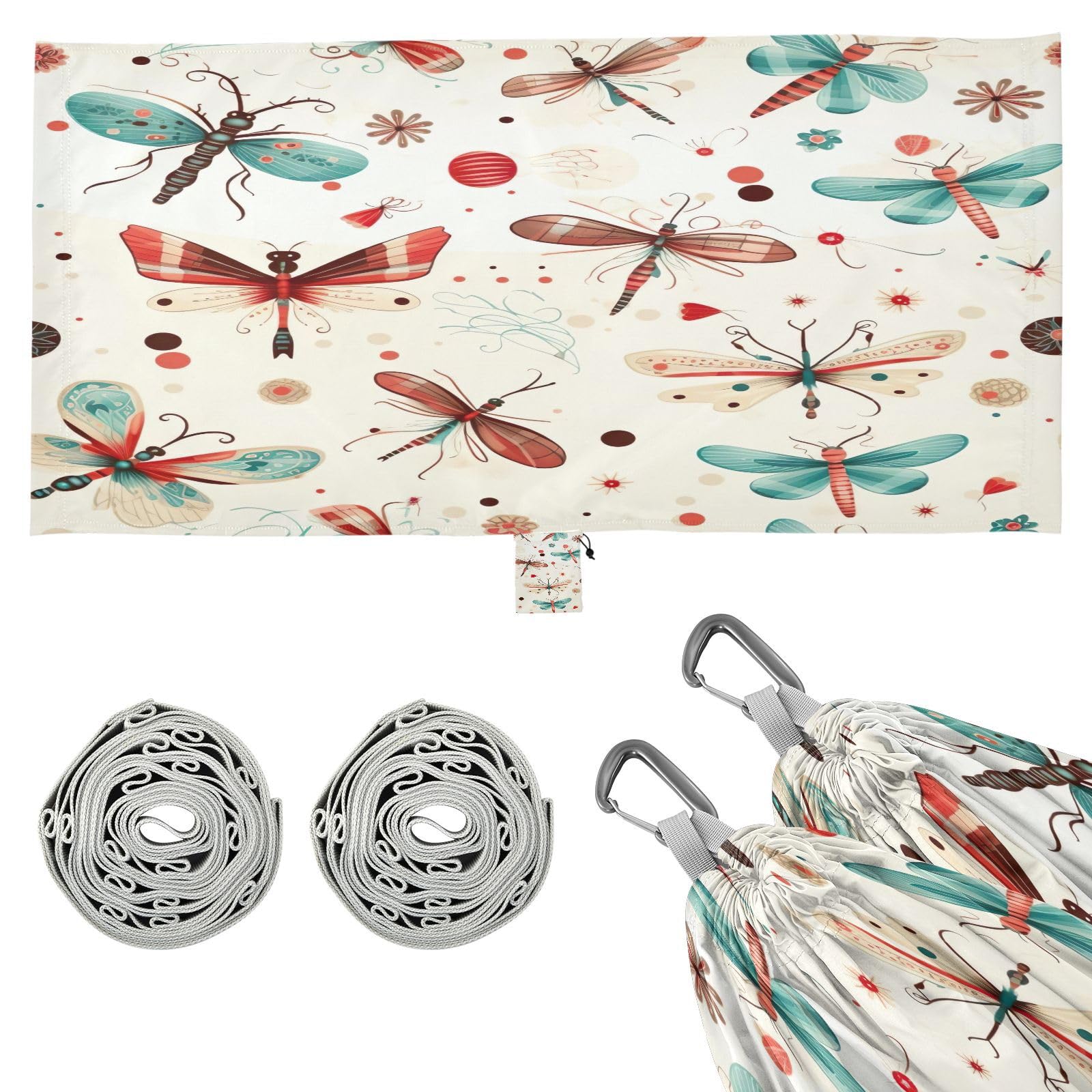 ATTX Dragonfly Pattern Camping Hammock - Lightweight & Portable Hammocks, Heavy Duty 330lbs Capacity for Indoor, Hiking, Backpacking, Travel, Backyard, Beach#461