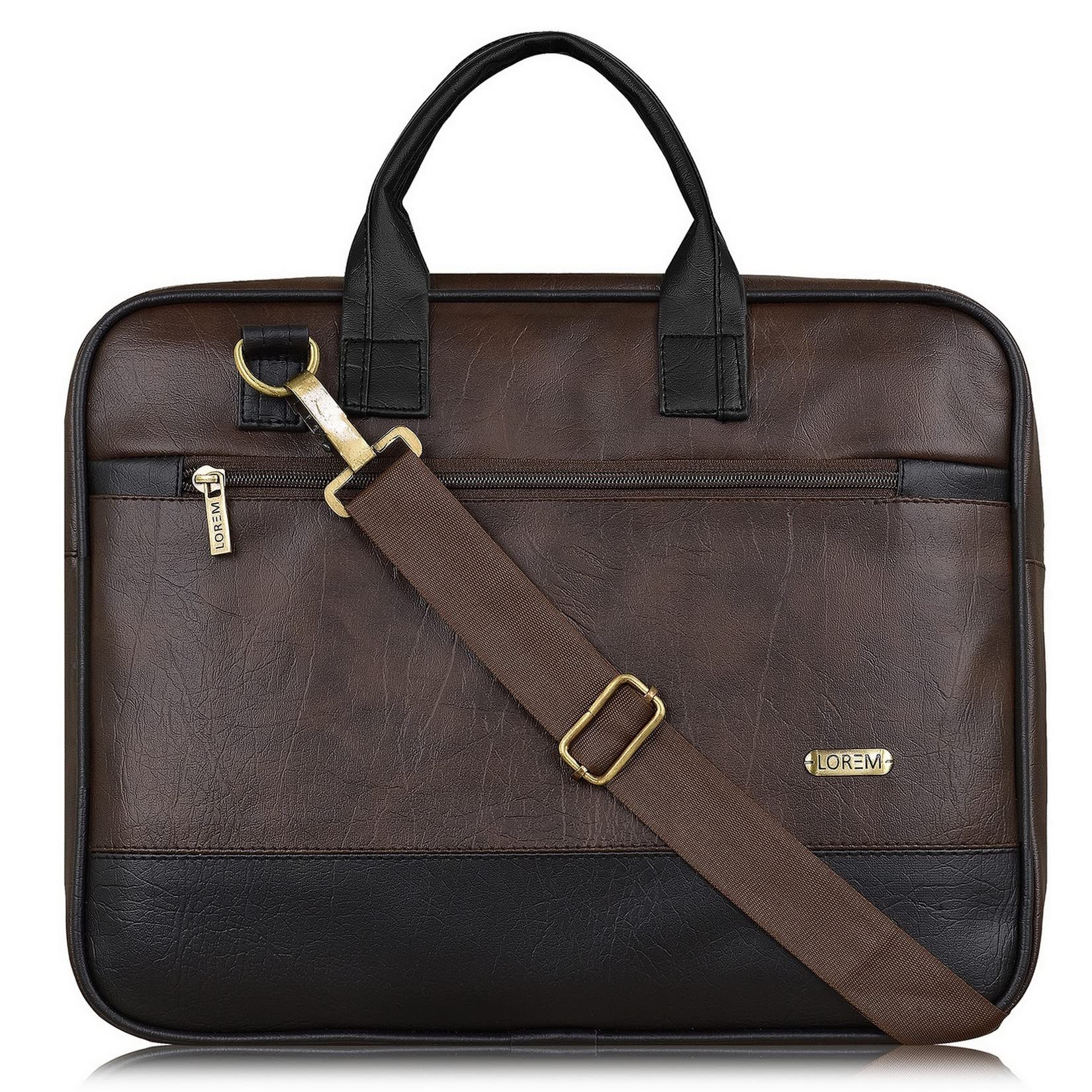 LOREM Brown & Black Faux Leather 10L Laptop Messenger Bag for Men & Women BG33-UFBG (B0B58L5TJP) Amazon Price History, Amazon Price Tracker