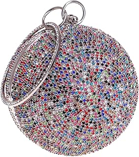Borsa Donna Borse Catena Festa Clutch Strass Pochette Matrimonio Sera Diamante Borsetta Cerimonia Eleganti Tondo Brillantini 12CM x 25CM