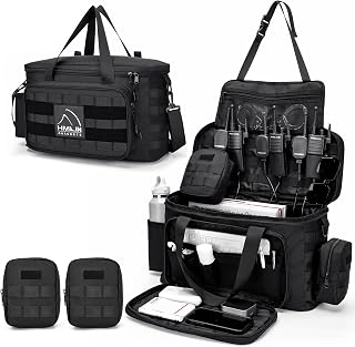 HMLIN Patrol Bag Law Enforcement,Police Gear Bag for Car Front Seat,Water Resistant Police Officer Duty bag,with MOLLE System and Cup Holders (Black)