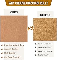 Vista 3 de Rollo de tablero de corcho de 0.118 pulgadas de grosor, tablero de corcho de 50 x 18 pulgadas para paredes, tableros de corchos autoadhesivos