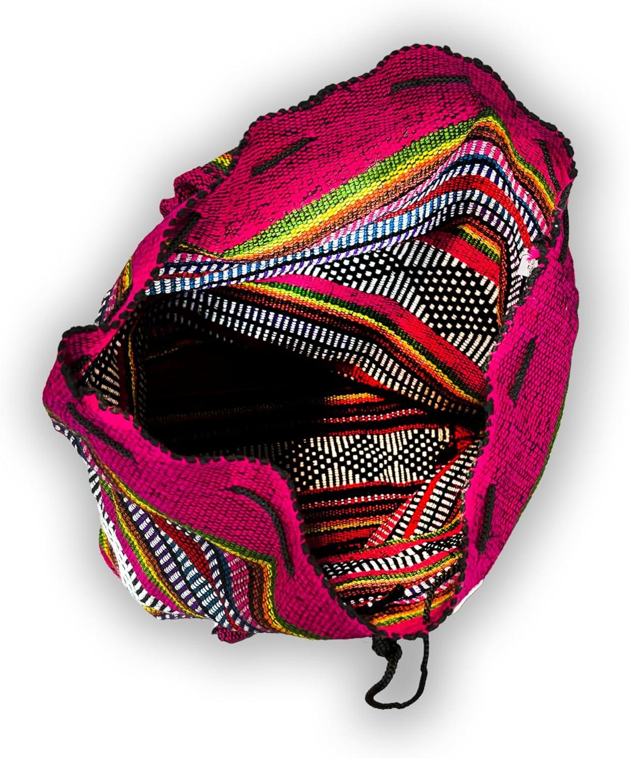 Handmade Mexican Backpack, Day Bag, Travel Bag, Utility, Pink, Rainbow