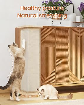 Corner Cat Scratcher with Track Balls, 25'' Cat Scratching Post for 90° Furniture Sofa, Replaceable Sisal Scratch Pad for Wall Furniture Protector