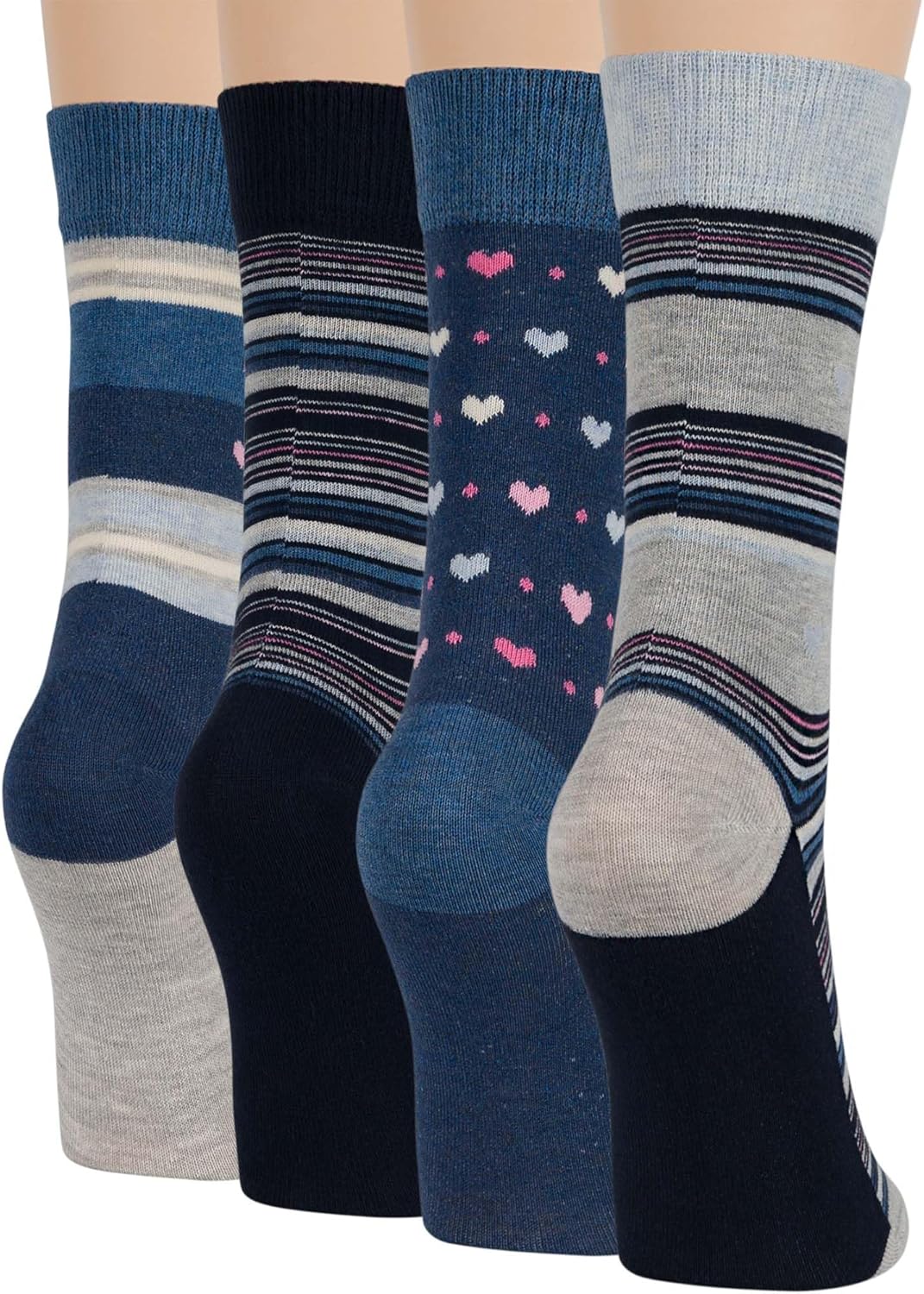 7BigStars Women Crew Socks - Fun Cotton Socks for Women, Colorful and Cute Designs, 4 Pairs Breathable Casual Dress Socks - Image 2