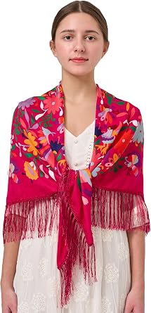 YHDDYG Traditional Mexican Shawl Scarf Wrap Tassel Fringes Cinco de Mayo Scarf Classic Ethnic Shawl N1