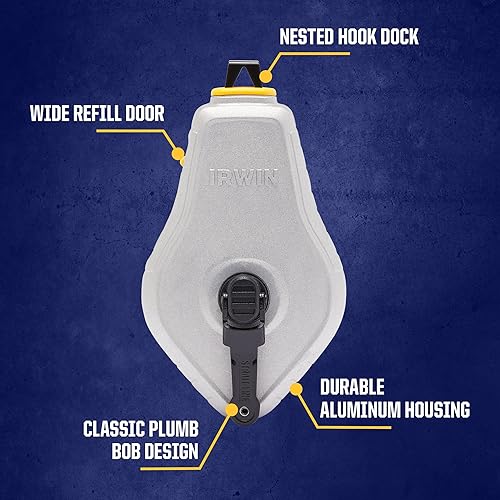 Miniatura 10 de IRWIN Tools STRAIT-LINE Chalk Line, Classic Reel, Red, 100 ft (IWHT48441RC)