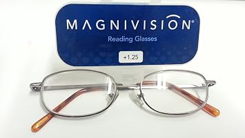 Magnivision Reading Glasses +1.25 Light Brown Tips