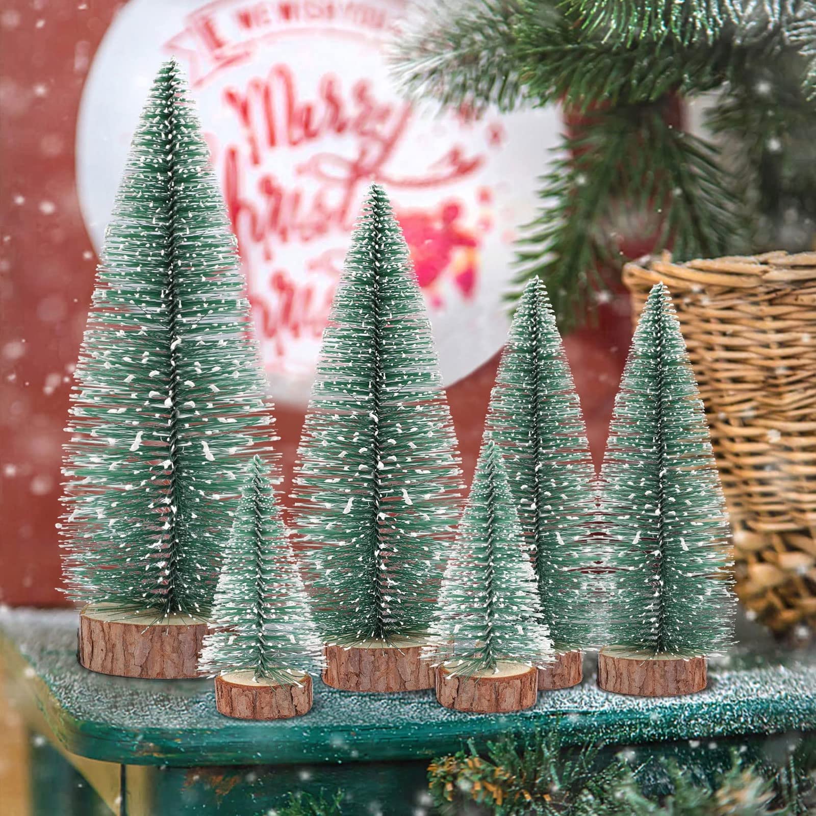 Sapins De Noël Miniatures Artificiels - Lot De 6 Pièces Vertes (10/15/20 Cm) - Déco De Table, Fenêtre, Fêtes, DIY - Idée Cadeau De Noël - 9