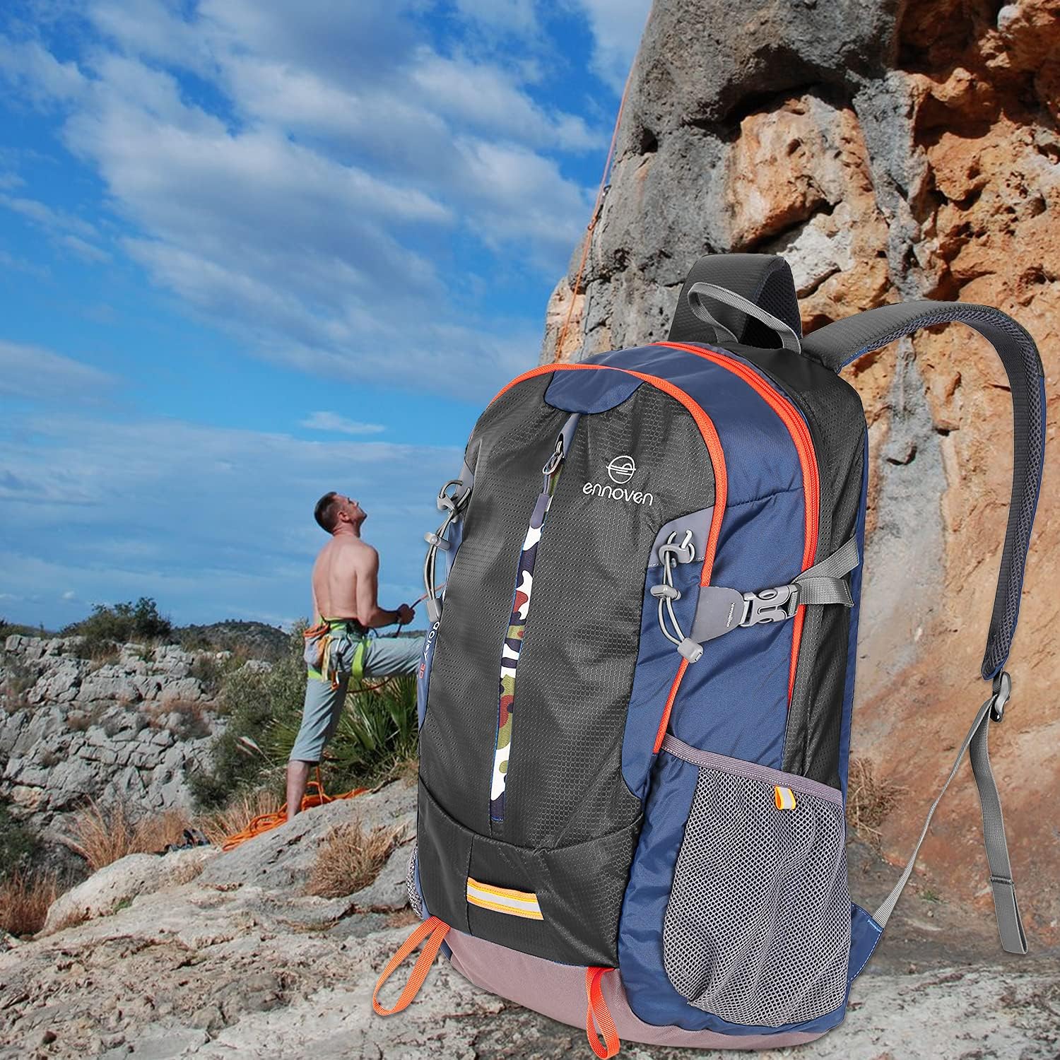 Ennoven Tavel Backpack for Men Women-Water Resistant LightWeight hiking Daypack, Suitable for Camping, Hiking, Travel : Sports & Outdoors