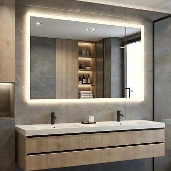 FORAM L01 Design Bathroom Mirror with LED Lighting Individually Made to Measure with Switch to Choose and Accessories Illumin