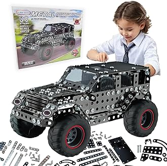 CHOWONE Metal Truck Building Assembly Toy 496PCS STEM Project Building Erector Sets Off-Road Car Model Kit Metal Construction Set Model Car Building Toy for Kids Ages 8+