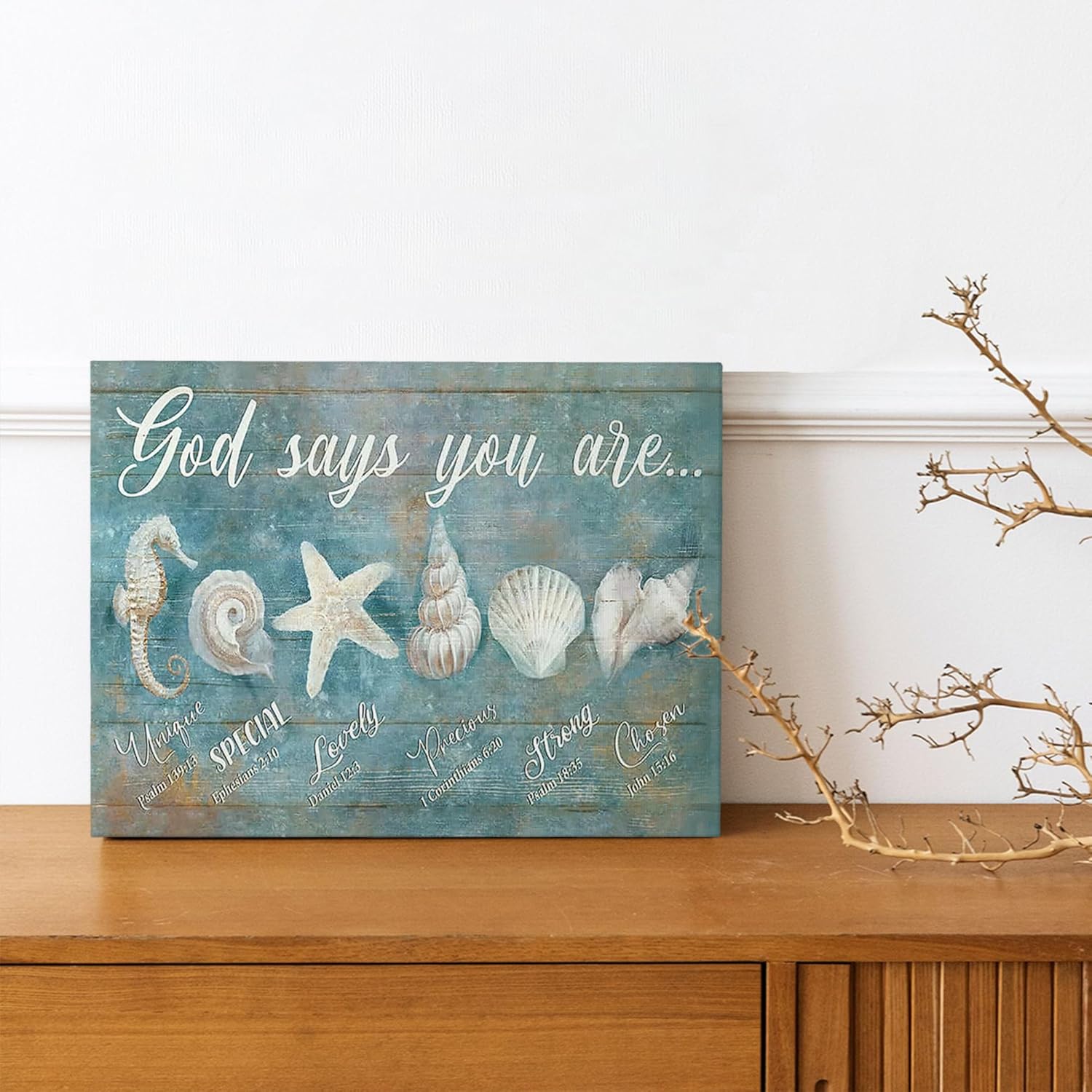 jerkboo Ocean Seashell Decor Wall Art Coastal Beach Nautical Pictures, Starfish Seashell Canvas Prints Painting Modern Framed Artwork for Bathroom Bedroom Living Room Home 16"x24"