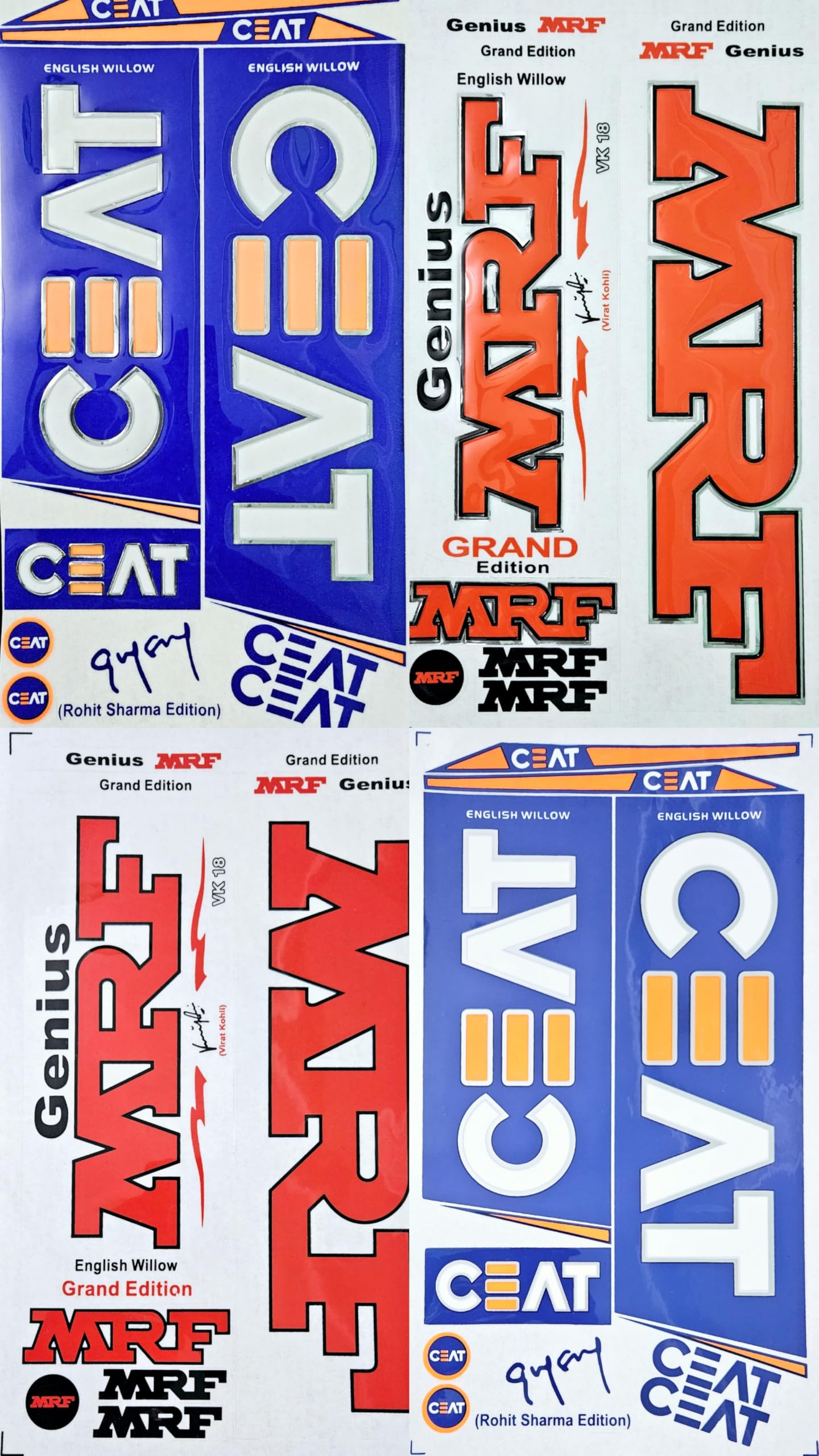 AYN Autocollant 3D en fibre de saule anglais en relief pour batte de cricket, accessoires de sport, CEAT Rohit Sharma