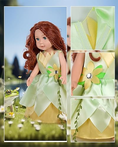 Miniatura 4 de Accesorios de ropa de muñeca de 18 pulgadas, juego de disfraz de princesa de 6 piezas con corona para muñecas de 18 pulgadas