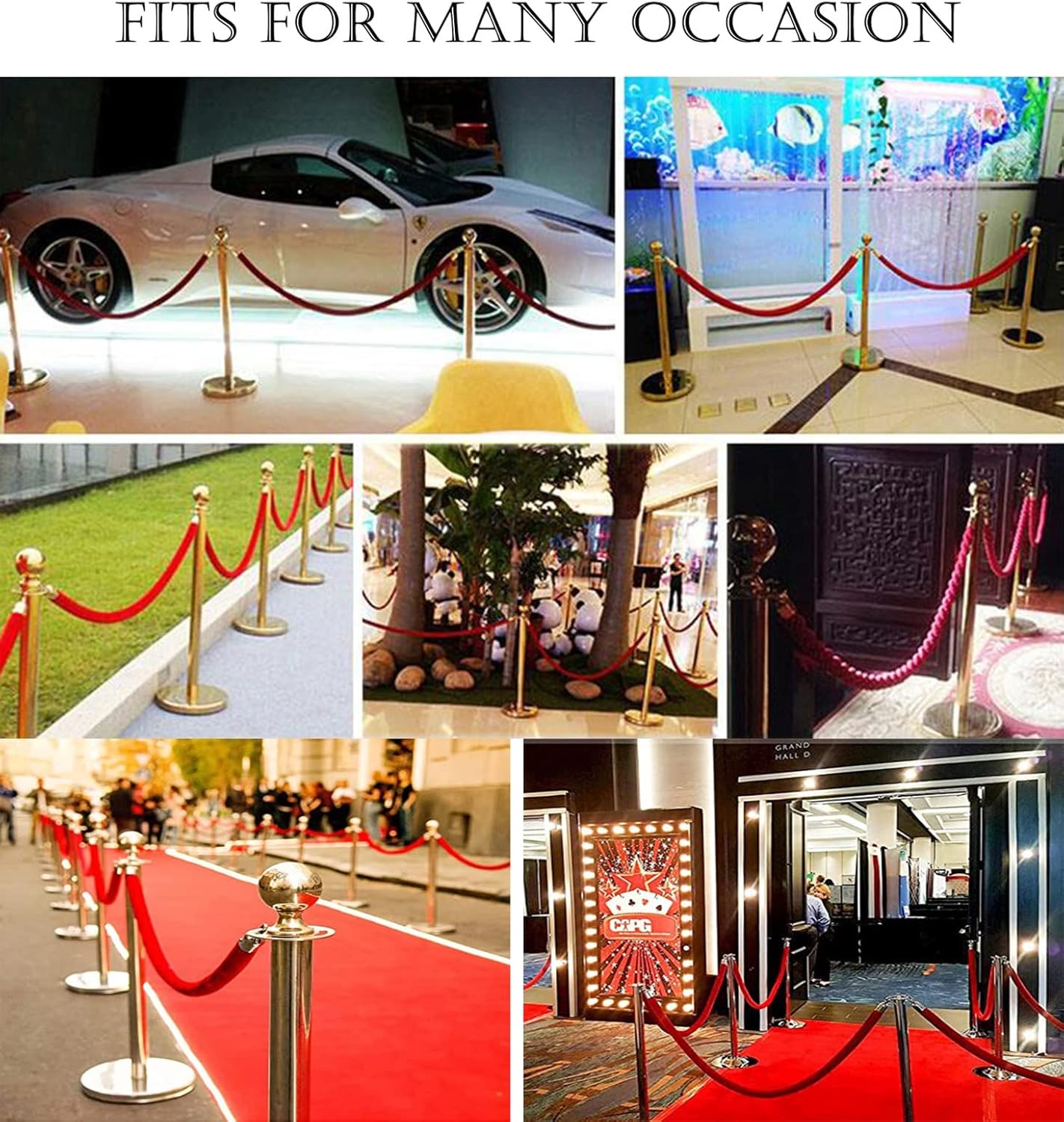 3/5/10Ft Red Velvet Stanchion Rope, Green Crowd Control Barrier Bope for Stanchion Posts Queue Pole, Rope Safety Barrier with Silver Plated Hooks, Stanchion Queue Barrier Rope for Carpet Events ( Colo