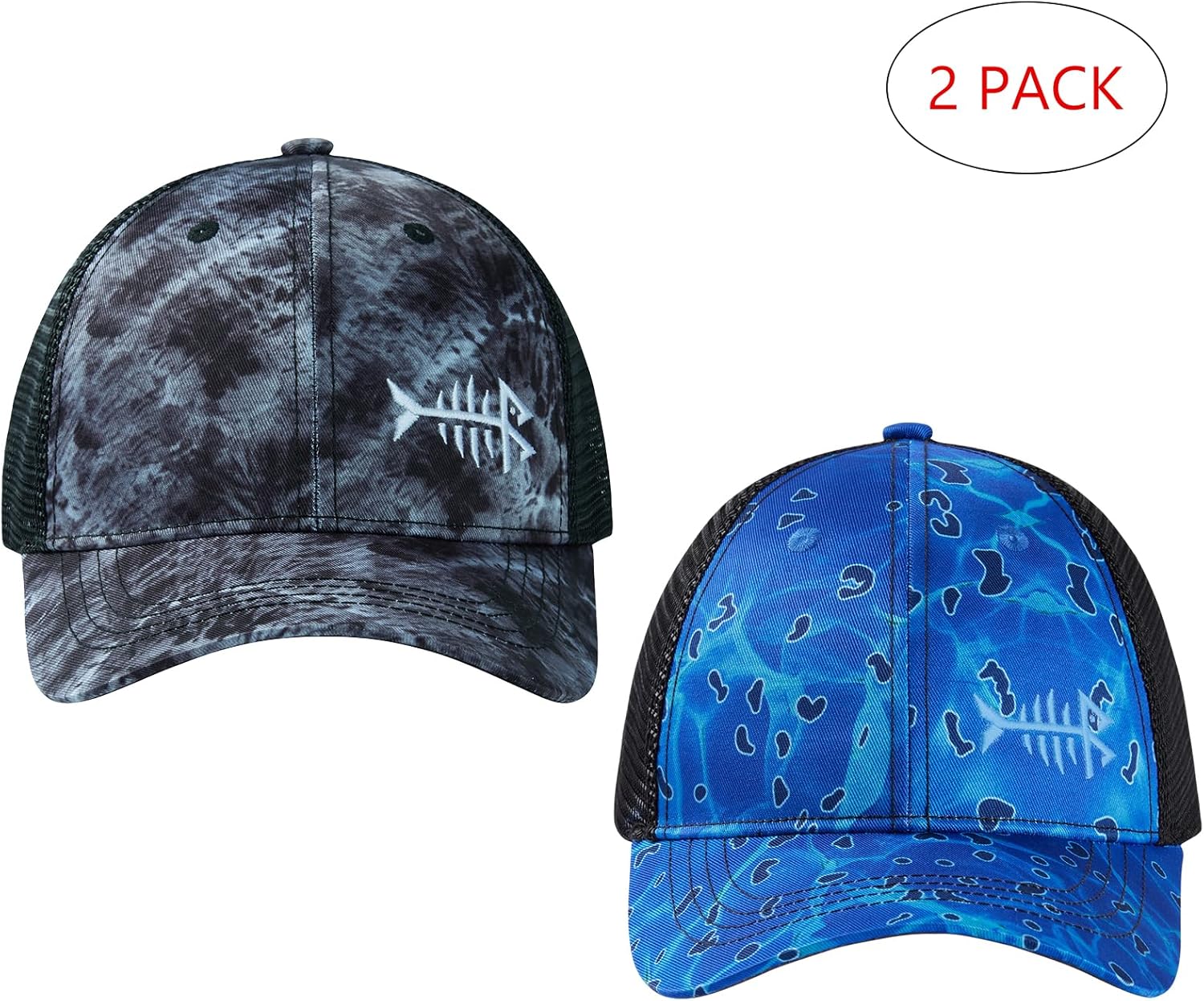 BASSDASH 2 Pack Altimate Fishing Hunting Hat Mesh Back for Men Women Adjustable Baseball Trucker Cap Camo Blaze Orange - Image 2