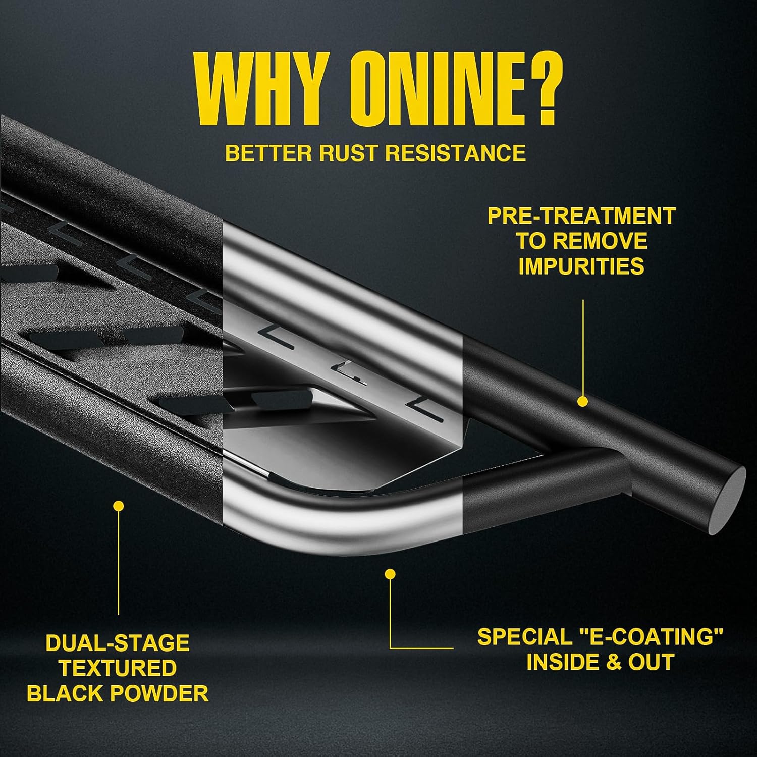 ONINE TCR0110 Tri-Step Custom Fit 2019-2026 Chevy Silverado/GMC Sierra 1500 & 2020-2026 Chevy Silverado/GMC Sierra 2500HD/3500HD Crew Cab Running Boards Side Steps Rock Sliders, Textured Black