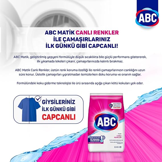 ABC DETERJAN Matik Canlı Renkler 6 Kg
