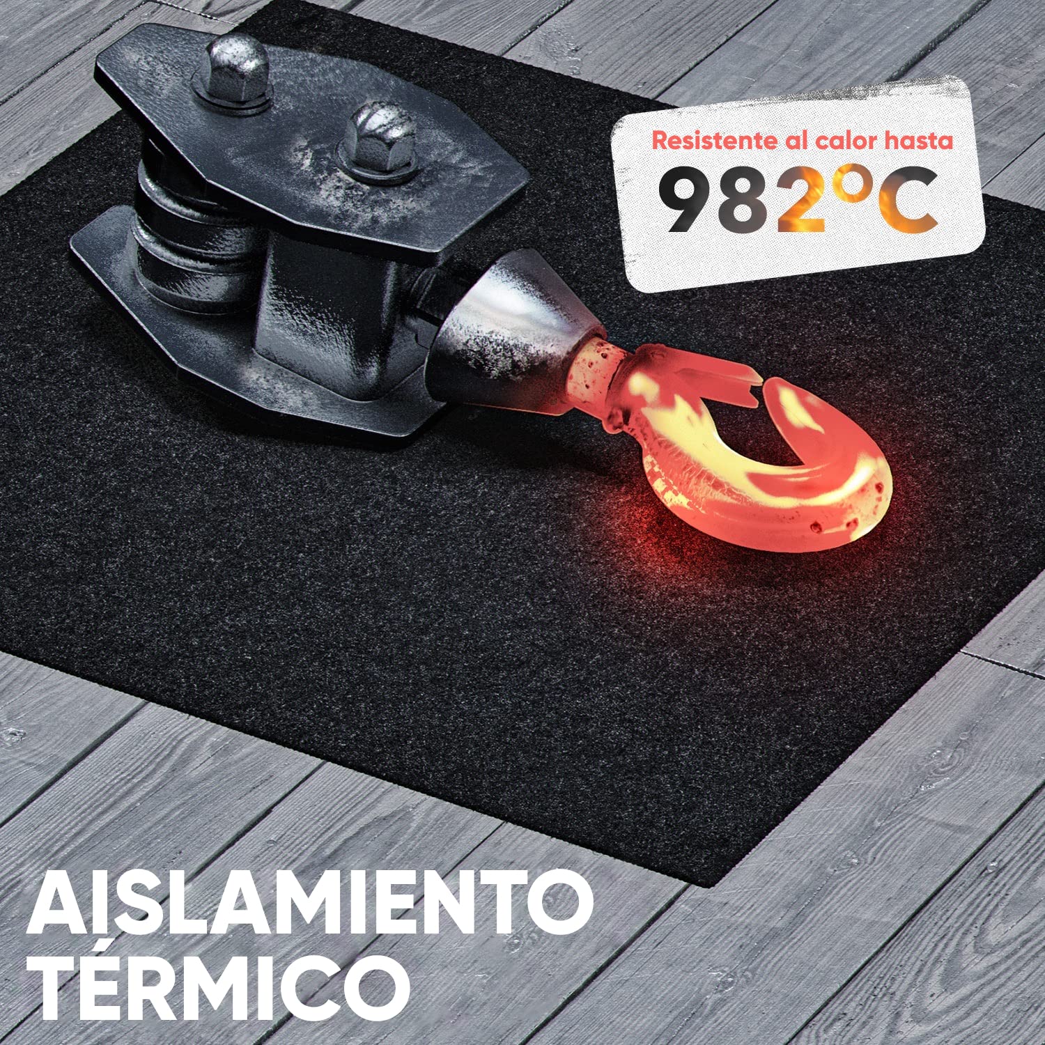 EVOCAMP Base ignífuga 60x60 cm - Alfombra de protección térmica resistente al calor hasta 982 °C - Alfombrilla de soldadura, alfombra ignífuga para una protección contra incendios segura