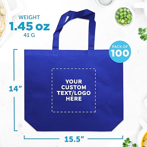 Miniatura 5 de DISCOUNT PROMOS Juego de 10 bolsas de mano personalizadas de tamaño gigante, paquete a granel personalizado, bolsas de comestibles reutilizables,