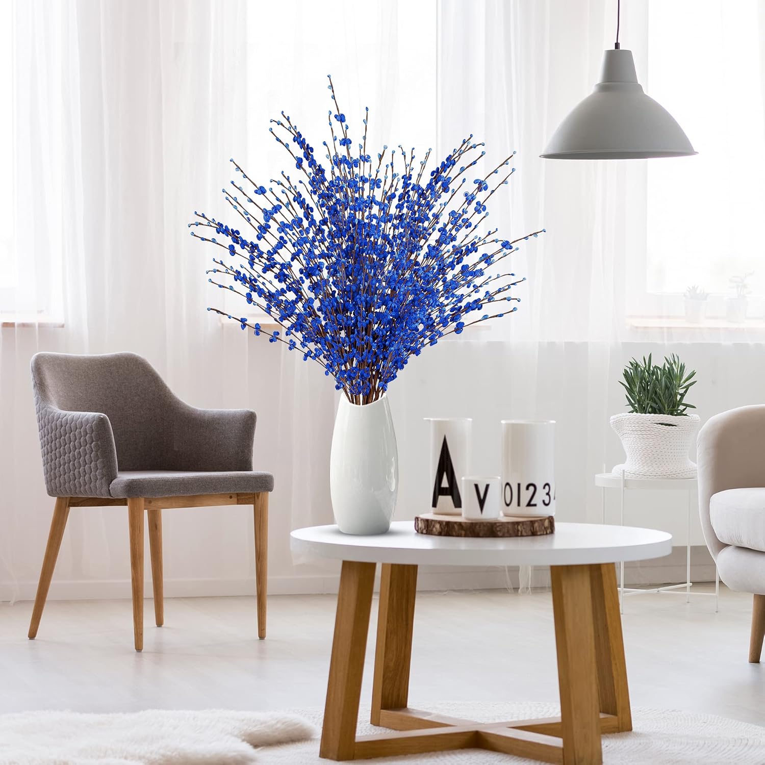 Sggvecsy 10 Pcs 29.5’’ Long Artificial Jasmine Flowers Tall Fake Flower Bouquet Faux Jasmine Plants Dry Branches for Wedding Home Party Office Hotel Restaurant Kitchen Decoration(Blue) - Image 5