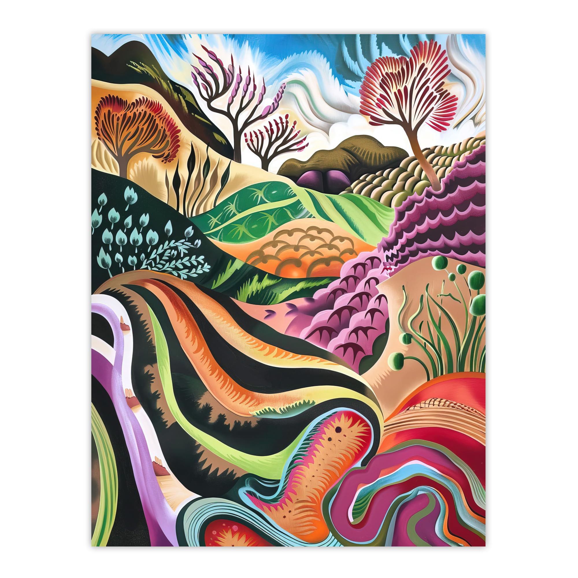 Artery8 Sutton Bank North York Moors Trippy Painting Living Room Extra Large XL Wall Art Poster Print