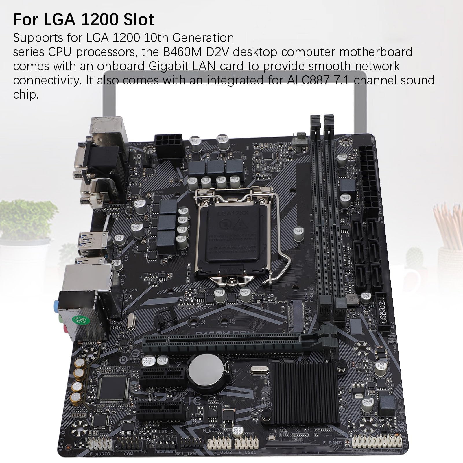 Płyta Główna LGA 1200, Płyta Główna B460m do Gier dla Komputera Stacjonarnego DDR4 2933 2666 2400 2133 MHz Podwójny kanał z 6xserial ATA III 1xm.2 na 10. Generacji dla Rdzenia,