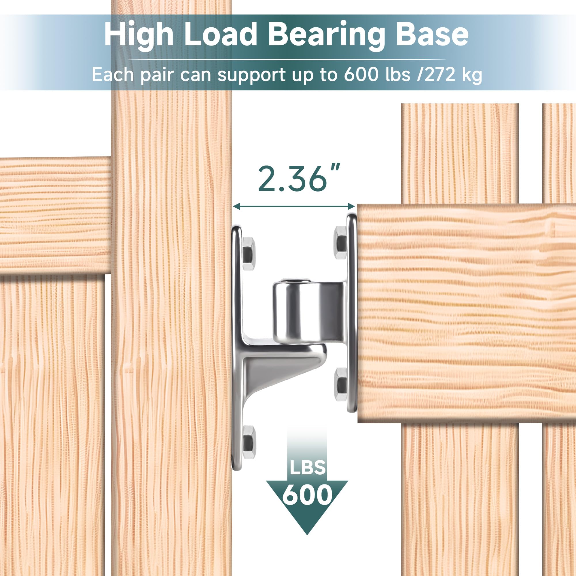 Paquete de 4 bisagras de puerta resistentes, juego de bisagras de puerta de montaje en pared con 5/8 pulgadas, capacidad de hasta 600 libras, bisagras de acero inoxidable 304 sin soldadura de una sola