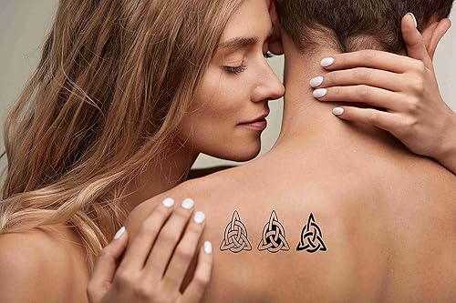 Miniatura 3 de Datewithshower - 6 hojas de tatuajes temporales con nudo de trinidad celta, troquelado, diseño geométrico irlandés, calcomanías de tatuaje Stenci