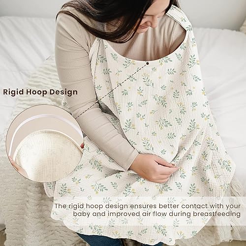 Miniatura 94 de Konssy Funda de lactancia de muselina para lactancia materna, transpirable, 100% algodón, con aro rígido para delantal de lactancia, toldo multiusos