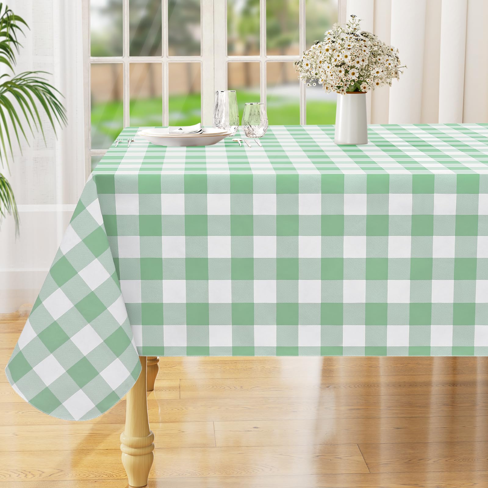 misaya Rectangle Waterproof Vinyl Table Cloth, Buffalo Flannel Backed Tablecloth, Wipeable Plastic Table Cover for Dinner, Kitchen, Outdoor (52" x 70"