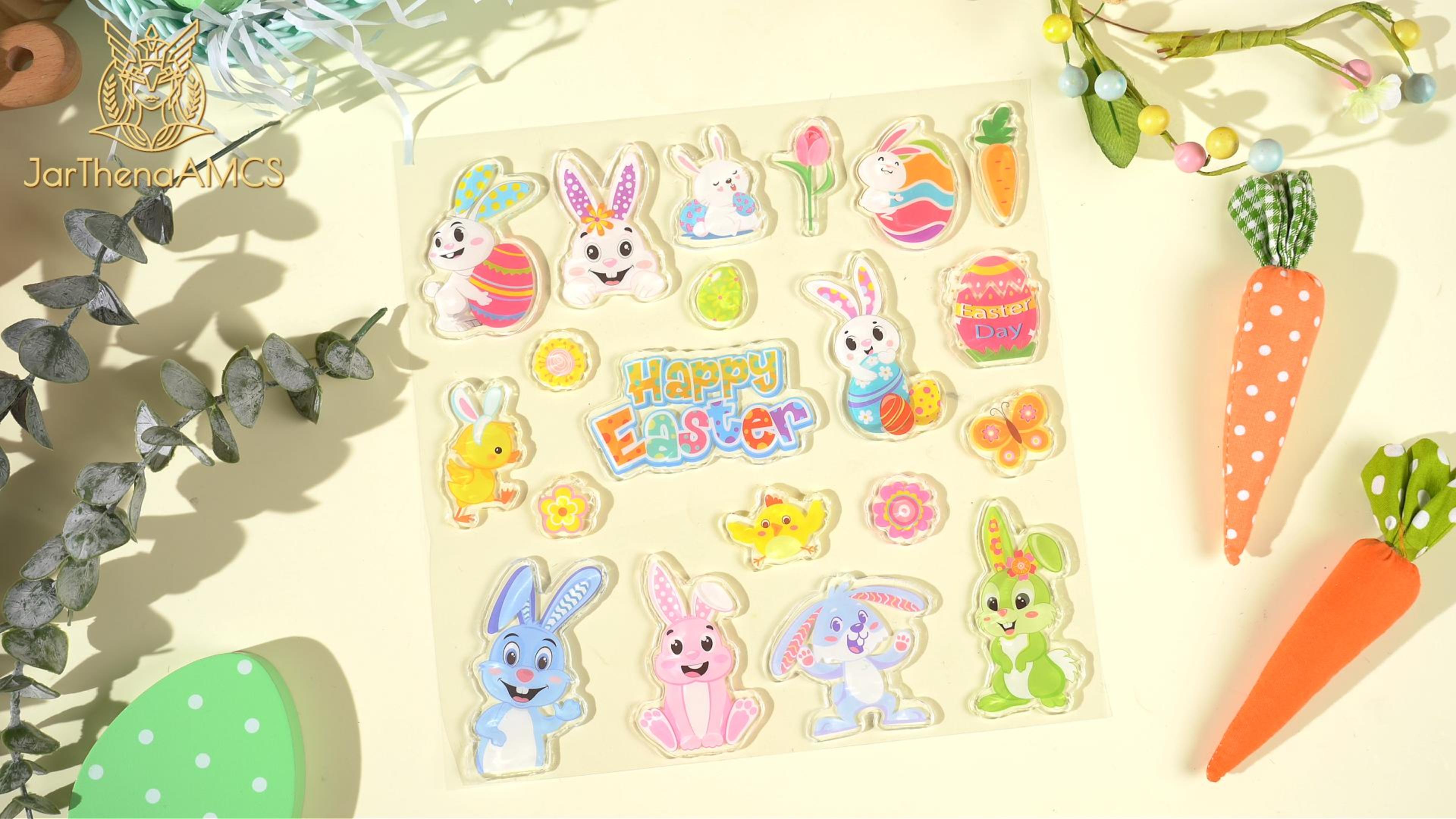 20 Piezas Adhesivos de Gel para Ventana Tema Pascua miniatura 7