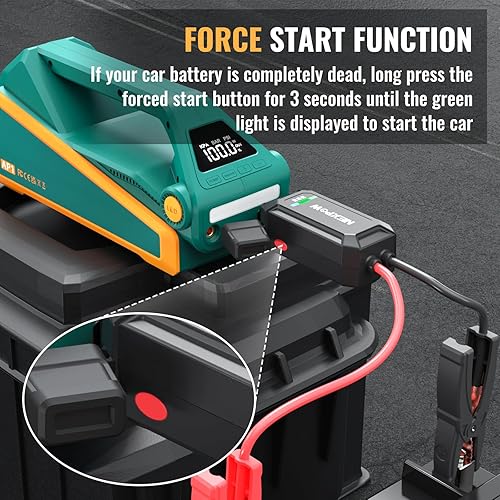 Miniatura 2 de NEXPOW AP1 Arrancador de salto con compresor de aire, paquete de refuerzo de batería de coche de 4000 A con inflador digital de neumáticos de 150