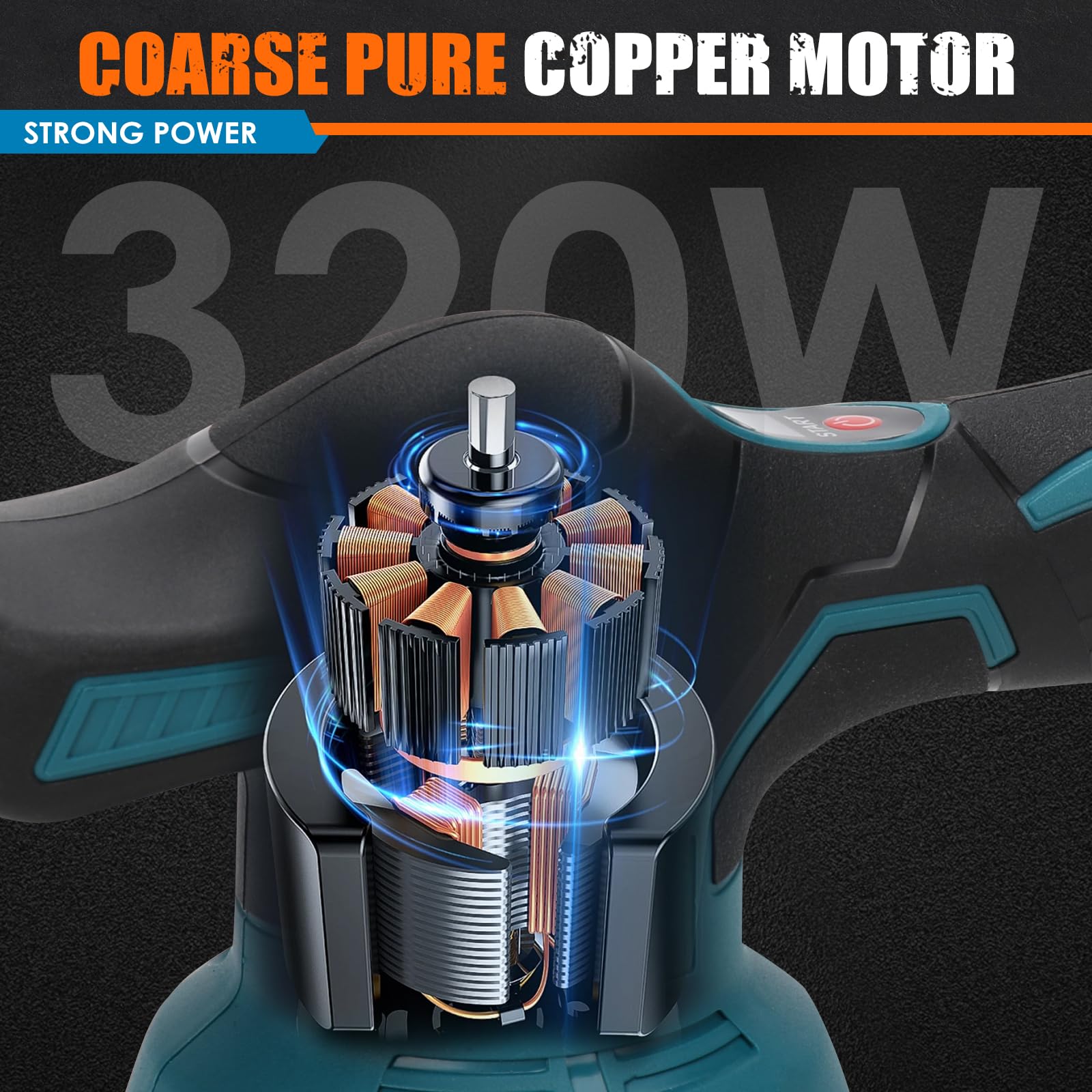 Pulidora Coche compatible con Makita de 18V batería, 8 Velocidad Variable, Pulidora Inalambrica con 12 accesorios, para Encerar y Eliminar Arañazos del Coche (sin batería ni cargador)