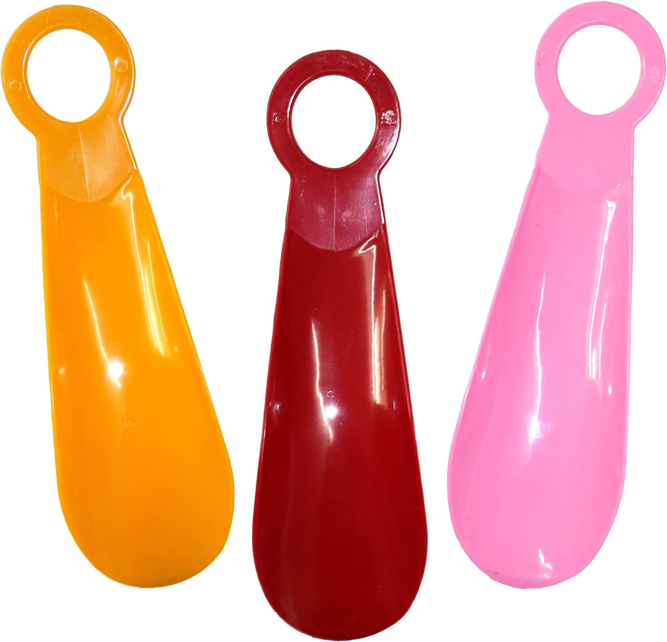 Pack of 3 Small 15cm Plastic Shoe Horns (Assorted Colours)