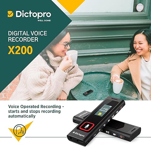 Miniatura 5 de X200 - Grabadora digital activada por voz, memoria de 32 GB, tiempo de grabación 582 horas, dictófono de reducción de ruido, grabación de audio