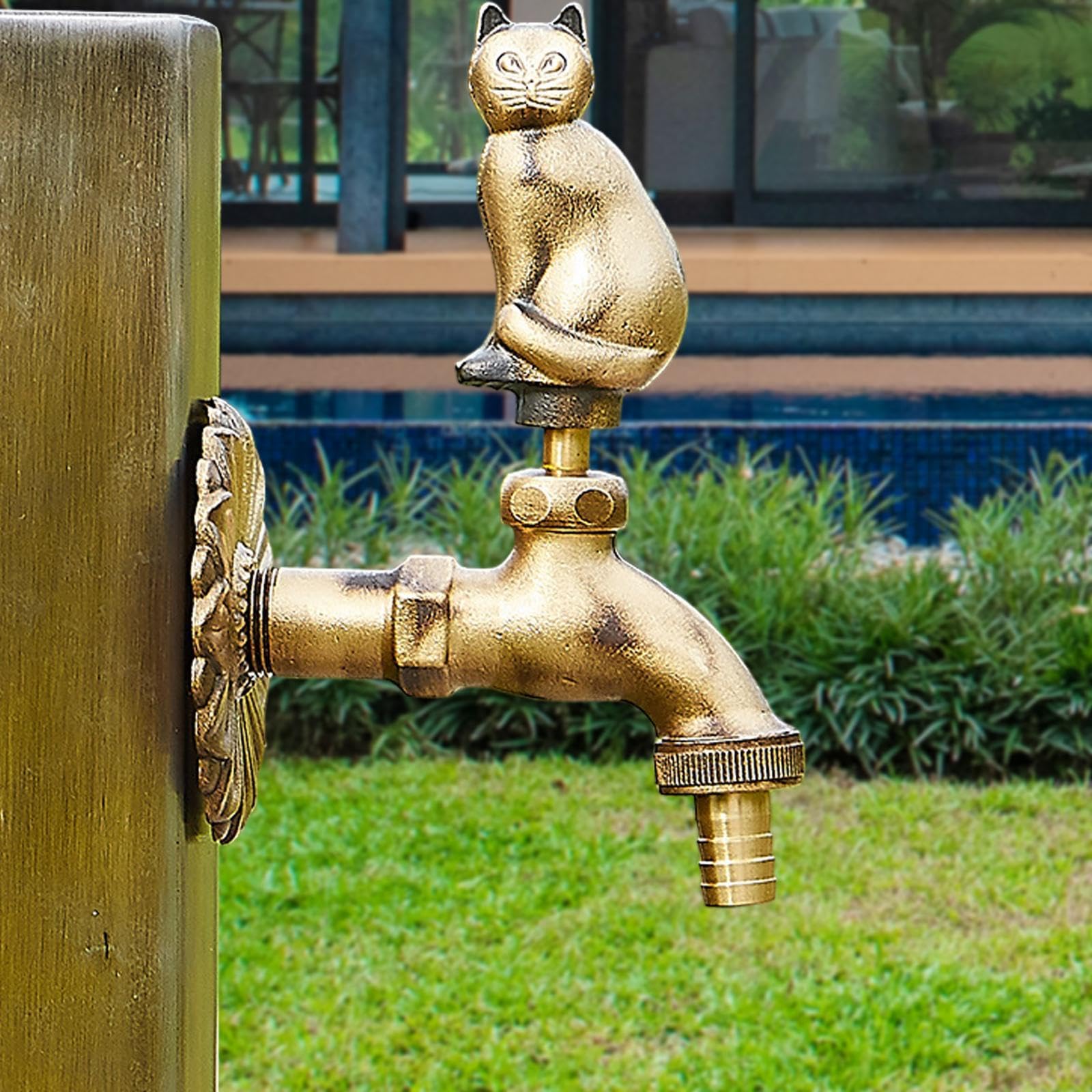 Rubinetto Decorativo Da Giardino per Esterni in Ottone, per Lavanderia, Robusto, Design Retrò, Decorazione Da Giardino, Rubinetto a Parete, Gattino