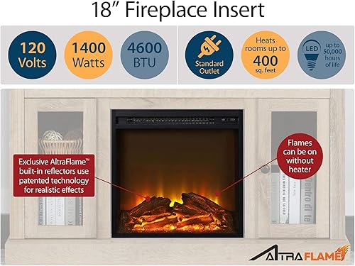 Miniatura 8 de Ameriwood Home Ratcliff - Chimenea eléctrica, color blanco