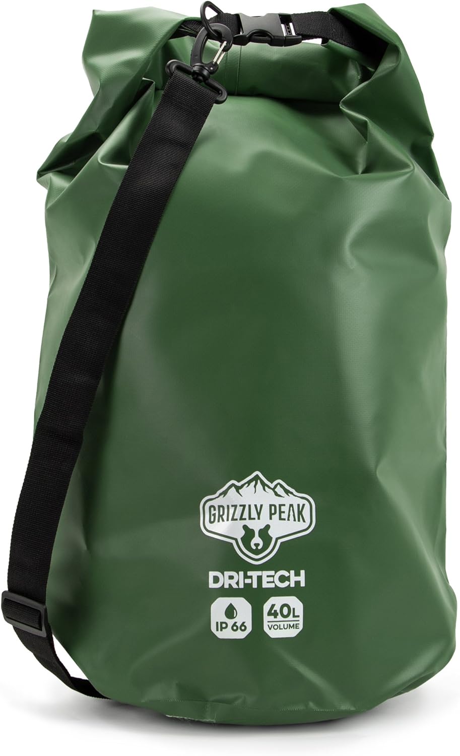 Grizzly Peak Dri-Tech Waterproof IP 66 Lightweight Roll-Top Sack Dry Bag with Adjustable Straps, 40 L : Sports & Outdoors