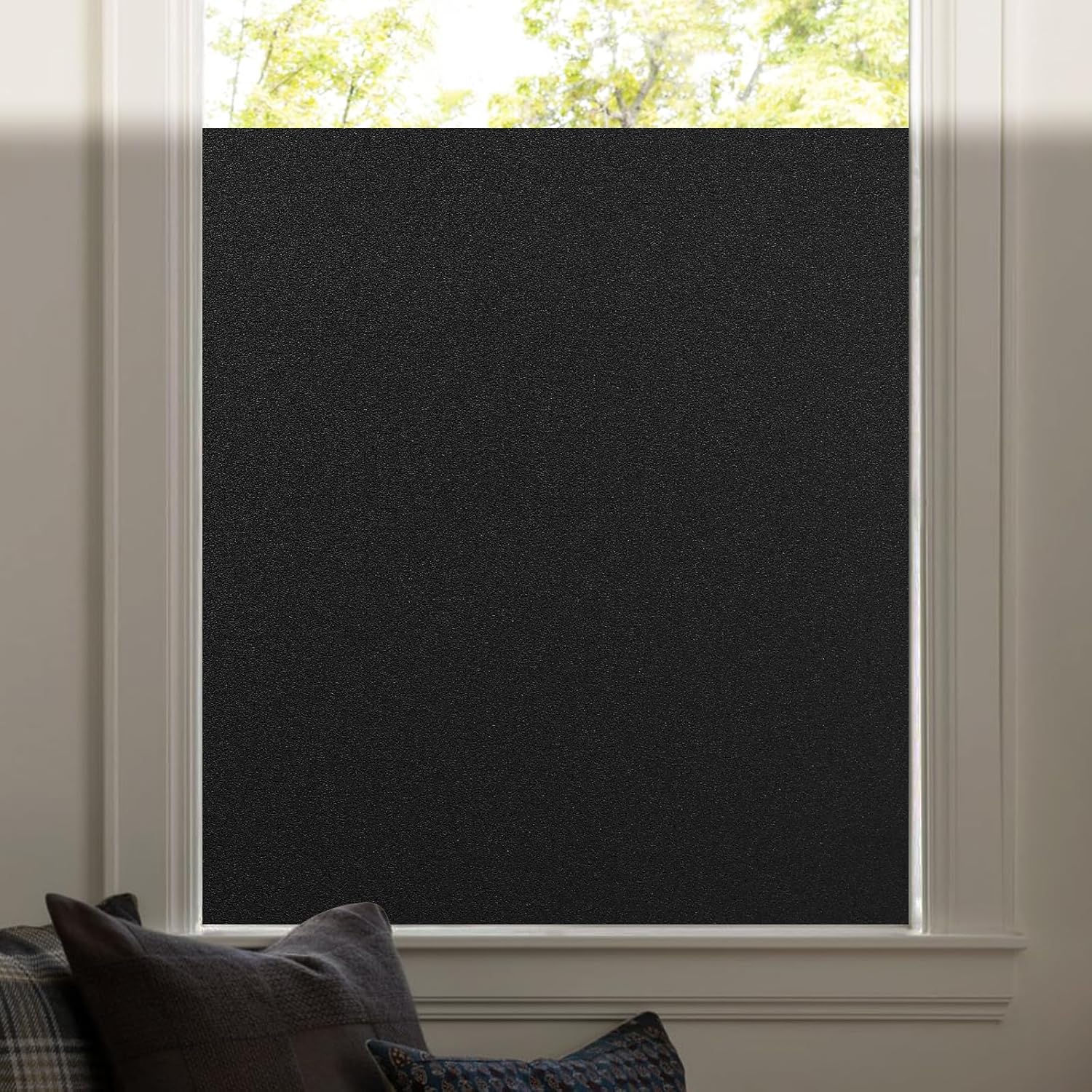 rabbitgoo Total Blackout Window Film, Sun Blocking Room Darkening Window Cling, Static Cling Heat Blocking Shade Removable Tint for Day Sleepers, Matte Black, 23.6"x78.7" 23.6" x 78.7" Matte Black